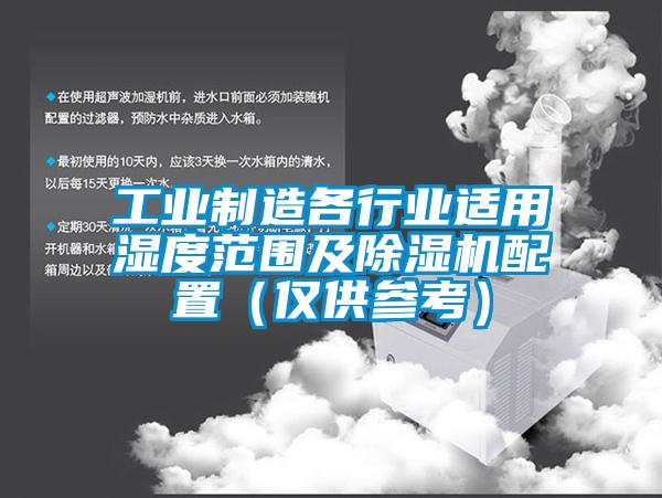 工業(yè)制造各行業(yè)適用濕度范圍及除濕機配置（僅供參考）